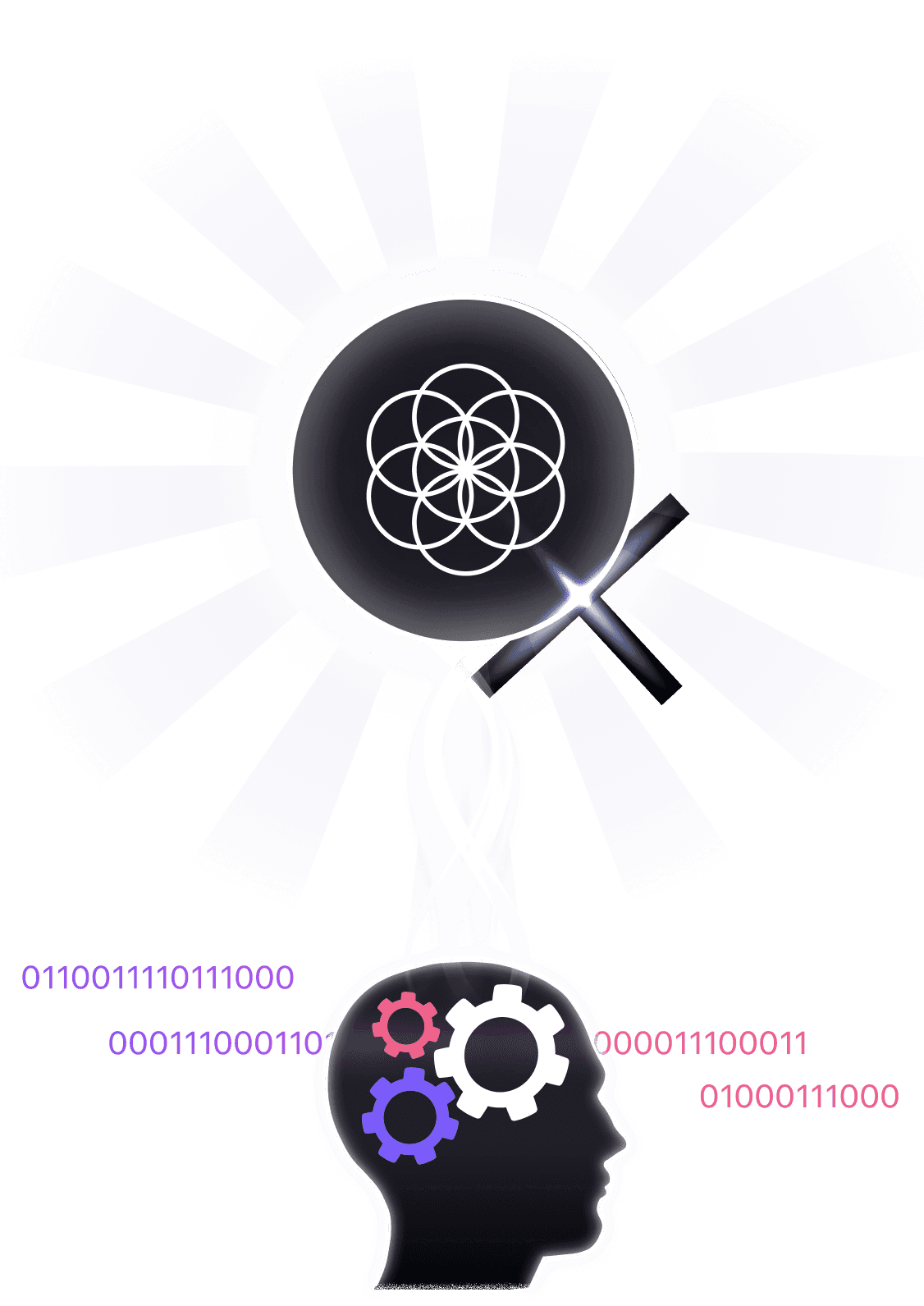 Abstract illustration of consciousness and energy connecting mind to reality